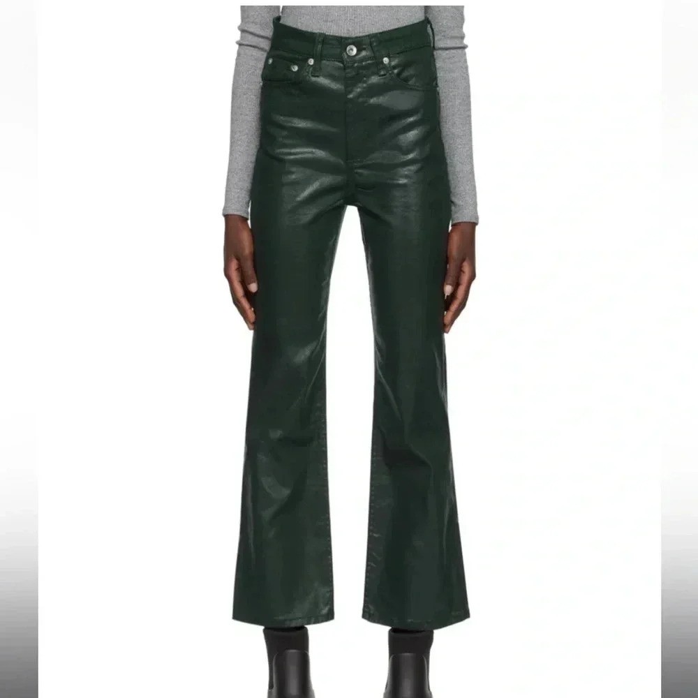 Rag & Bone Casey High-Rise Ankle Flare Coated Pine Grove NWT size 30